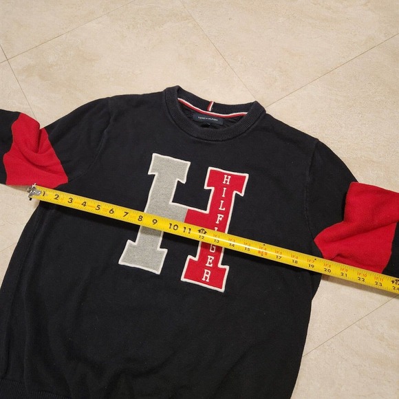 Tommy Hilfiger Mens M Medium H Spell Out Logo Embroidered Crewneck Sweater Knit - Picture 6 of 10